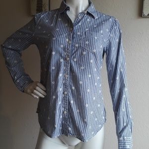 Jcp polka dot shirt long sleeves Small